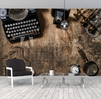 Picture of Antique typewriter vintage items photo camera